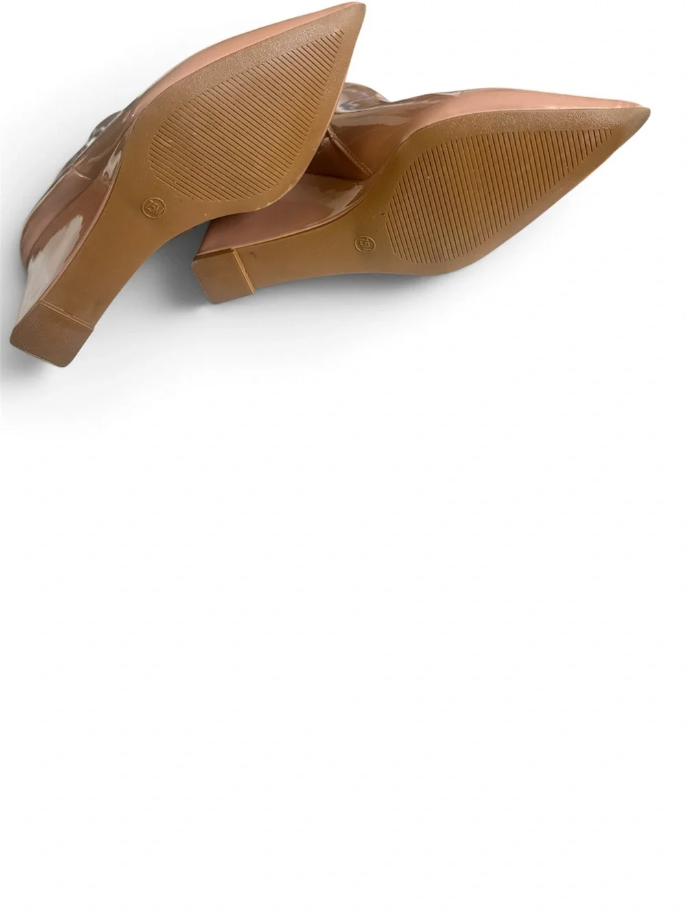 Nude Patent Leather Wedge Ankle Booties